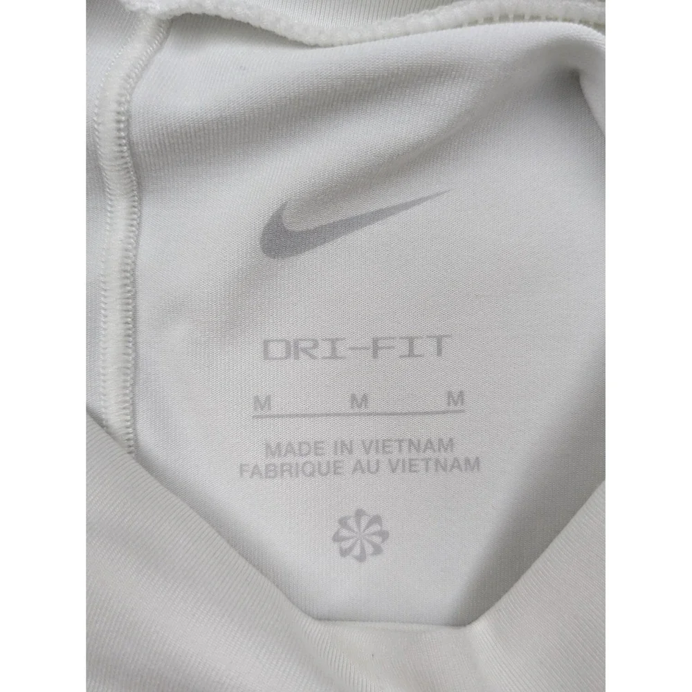 Nike Dri-FIT Shirt Womens Medium White Cropped Mock Neck Long Sleeve Running Top